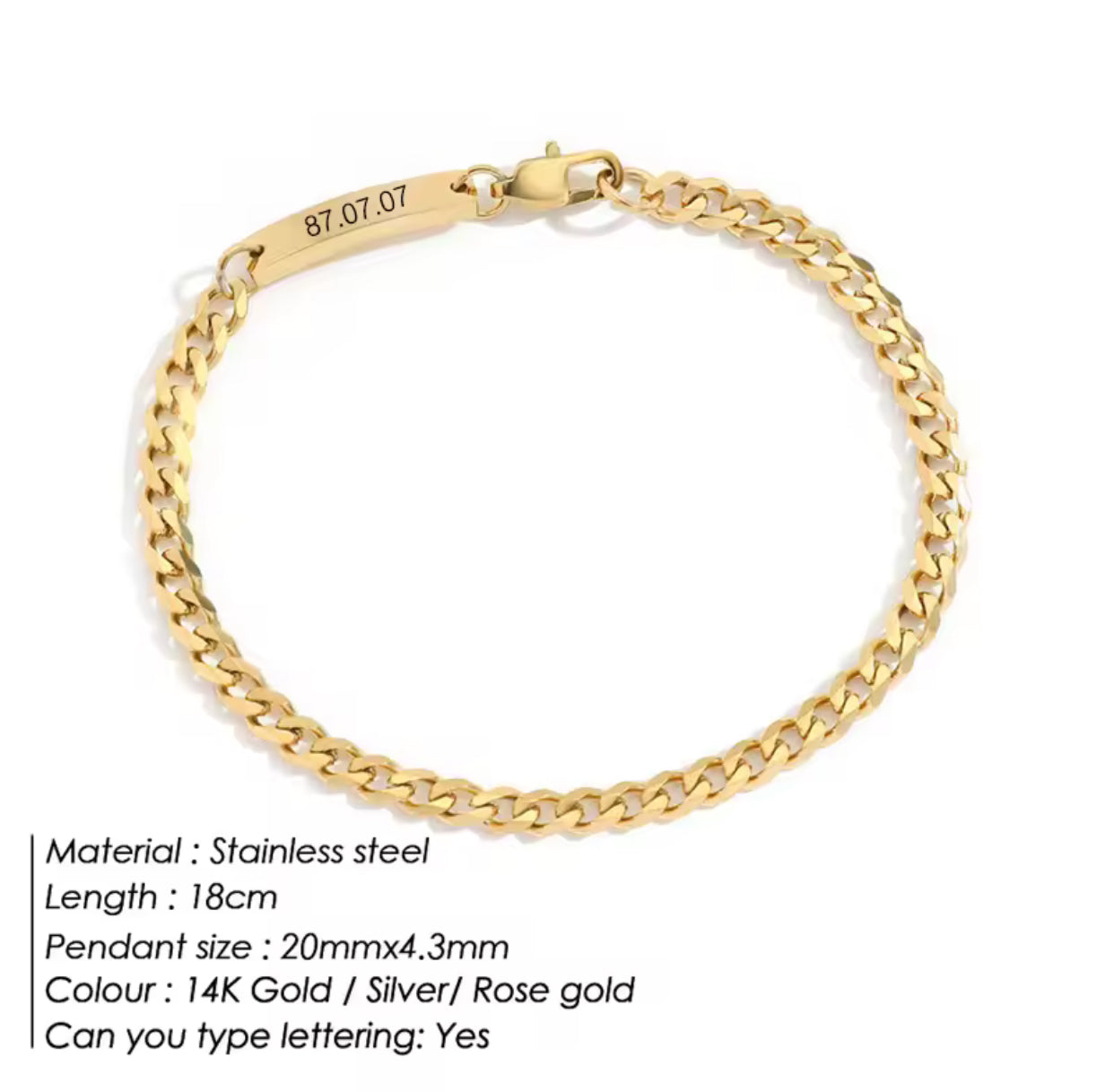 Engraving Bracelet- Stainless Steel 316L