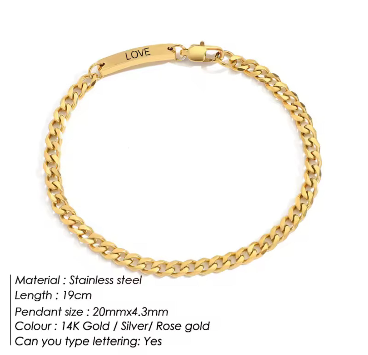 Engraving Bracelet- Stainless Steel 316L